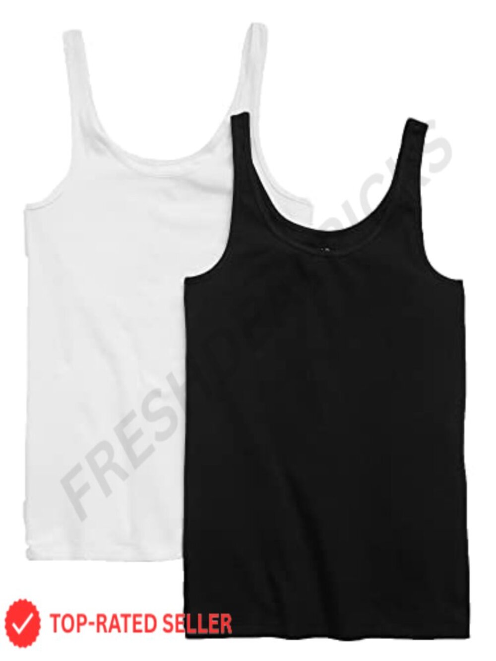 2-Pack Cotton Ribbed Tank Tops Scoop Neck Sleeveless Slim Fit Everyday